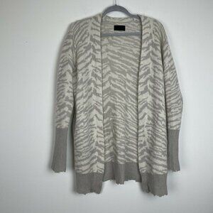 RTA White Gray Distressed Cashmere Cardigan Striped Size Small